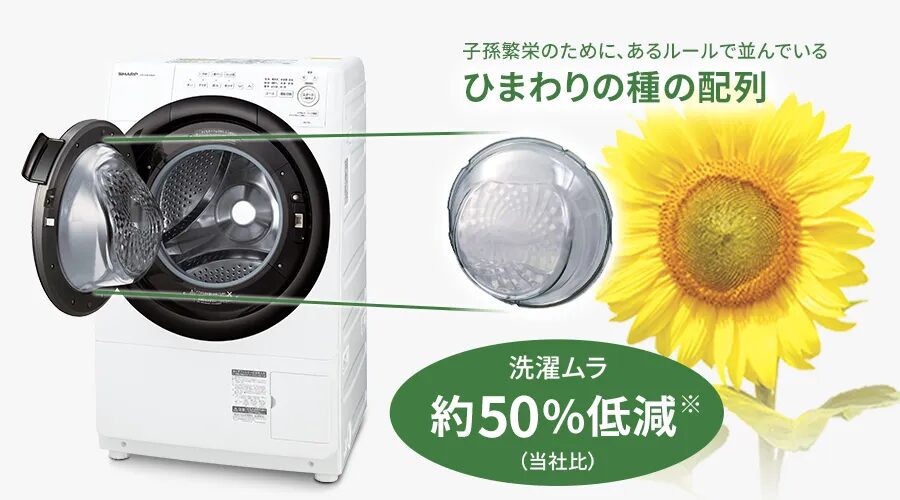 シャープドラム式洗濯機ES-7S1 ひまわりガラス